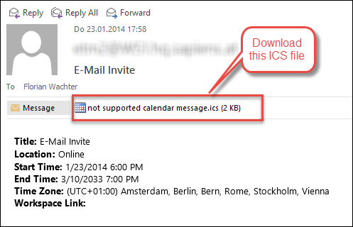Outlook 365 not Supported Calendar Message.ics – IBM Notes Attachment Error