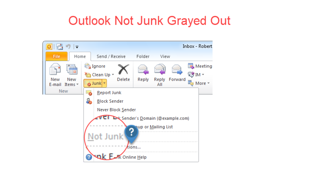 outlook junk folder missing