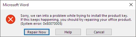 dell unable to activate office 2016