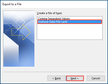 Select Outlook Data File