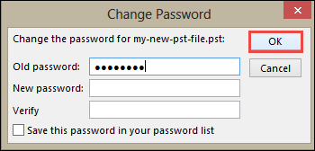 Finally, deleting of password from PST file