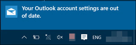 windows 10 outlook account settings are out of date