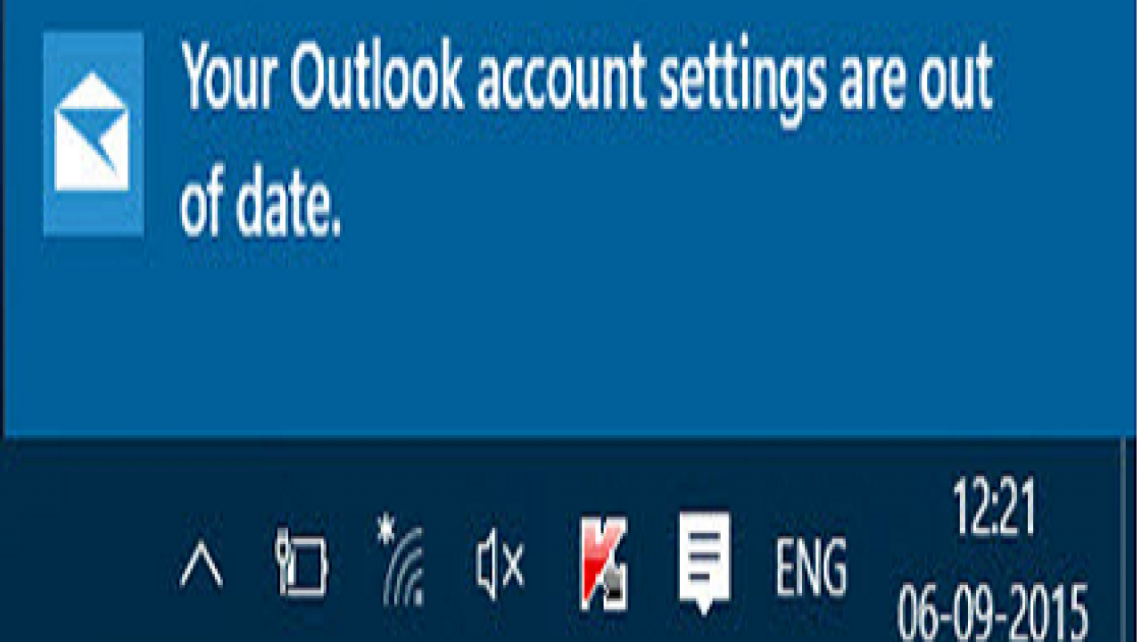 laptop mail says outlook account settings are out of date