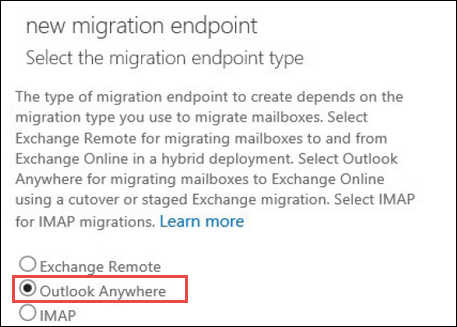 add file > Outlook Anywhere > next