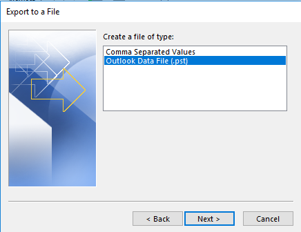 Select Outlook Data File option