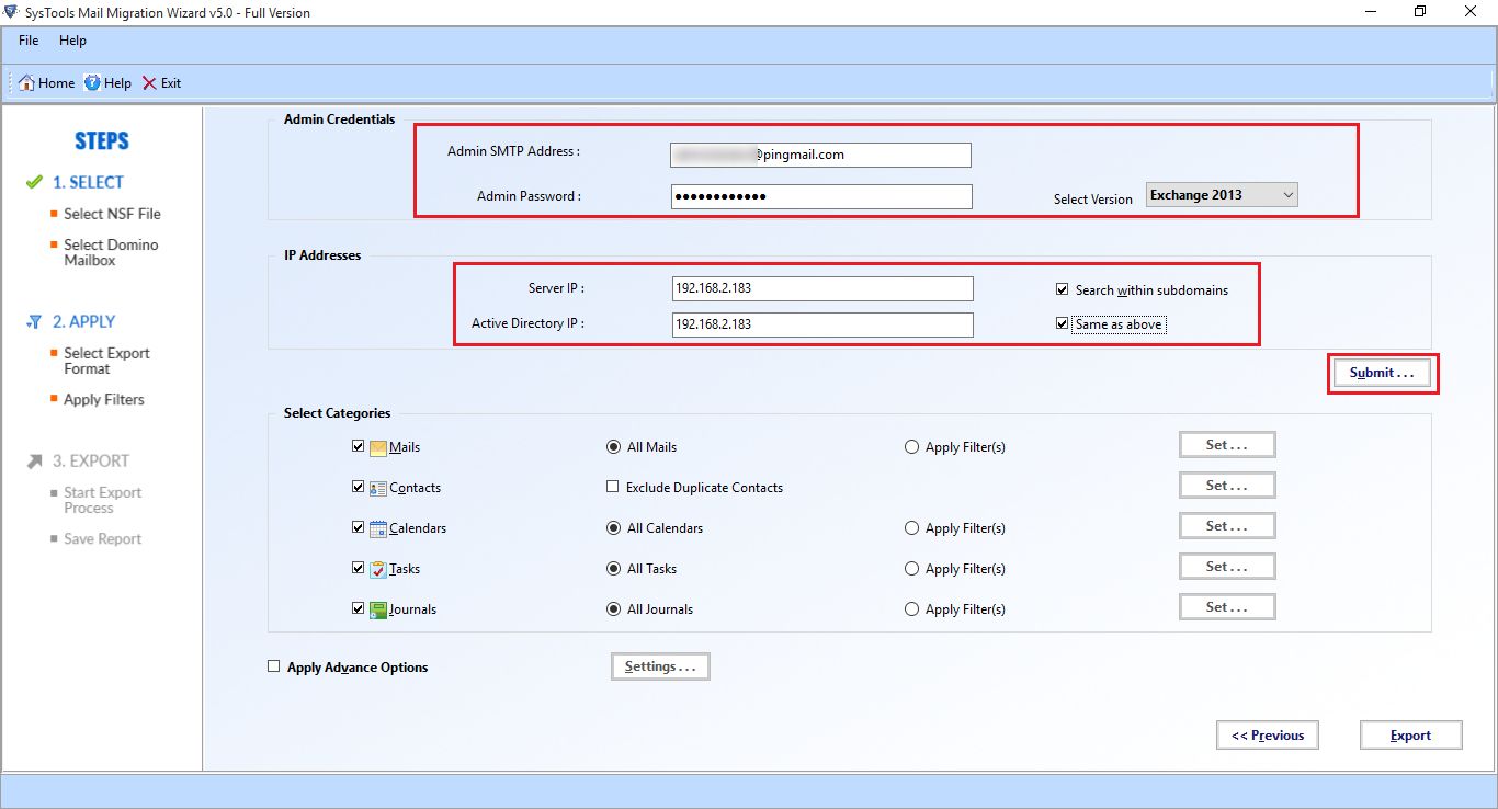 SMTP Address & Password