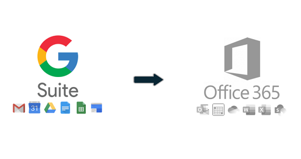 g suite to office 365 migration failed