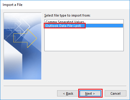 import outlook pst file