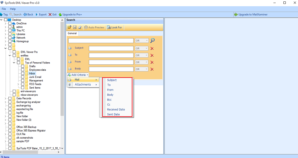 Search to Print Multiple EML Files