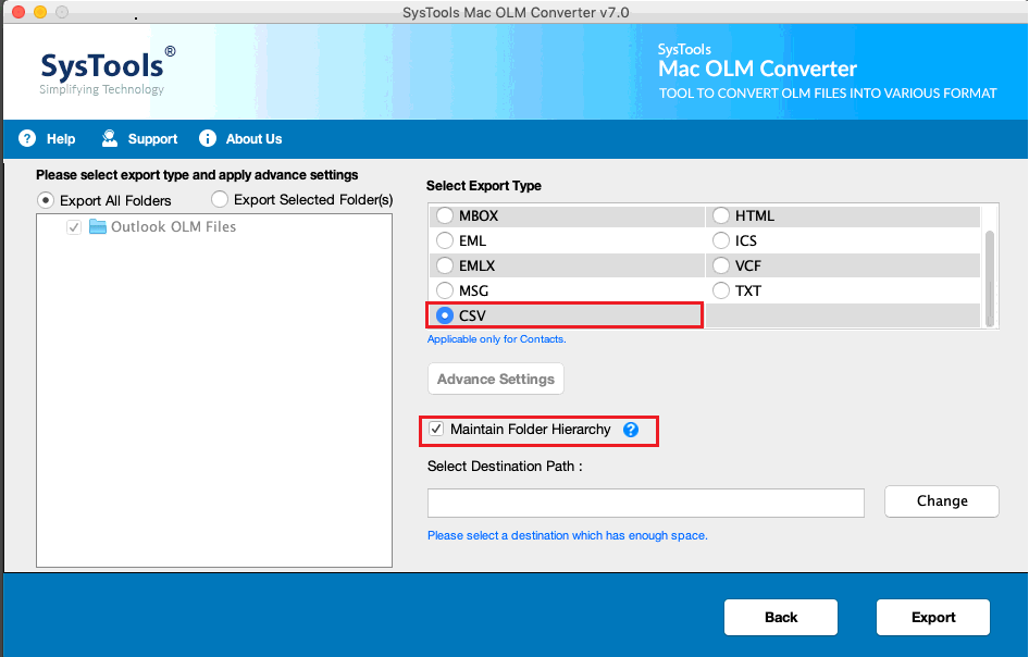 CSV format