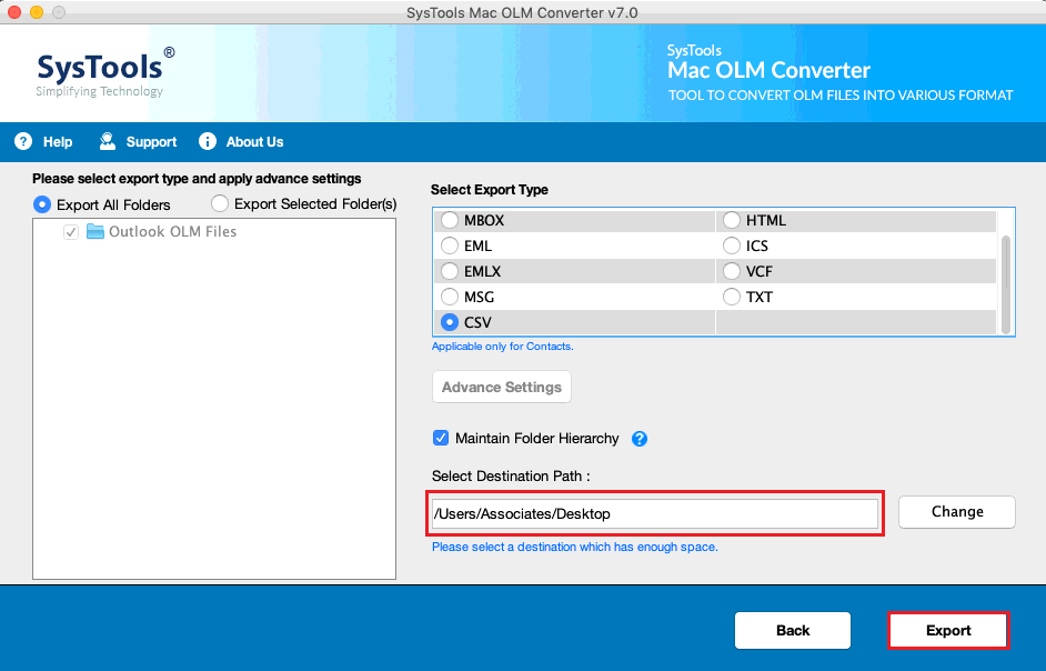 CSV format