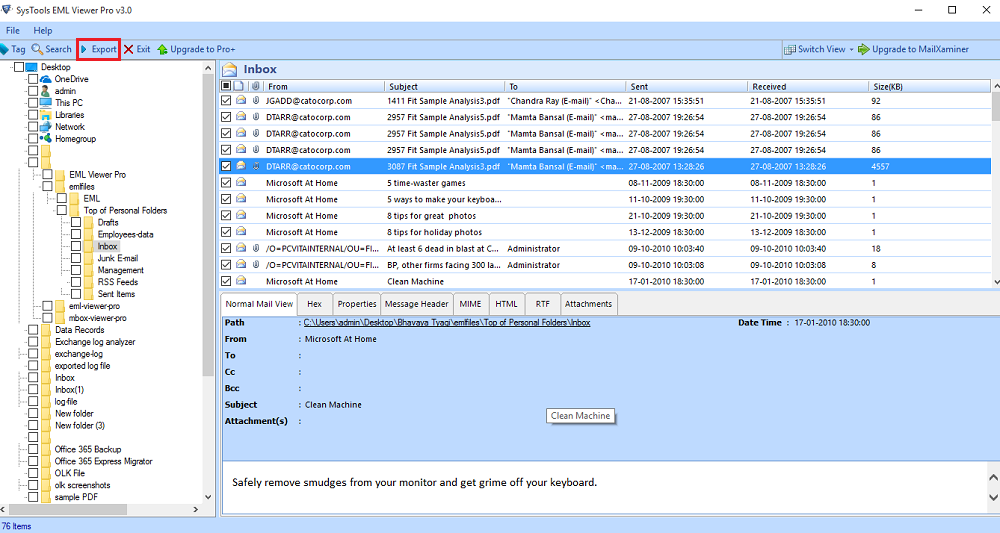 Print Multiple EML Files into A3 or A4 Paper Size Format