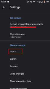 select the import button